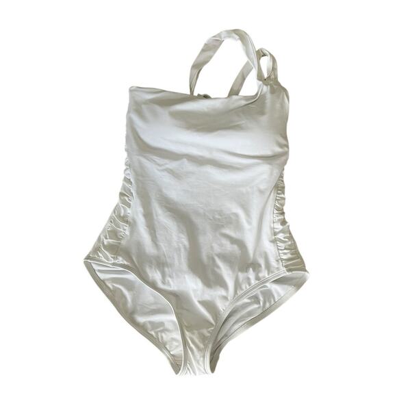 LA Blanca One-Shoulder One-Piece White SwimSuit Size 12 - Picture 1 of 5
